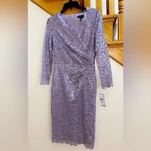 Women’s Formal Dress Size 6 JESSICA HOWARD Light Purple Long Sleeve Short Sheath